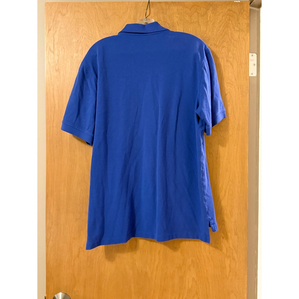 Lands End Mens Blue Short Sleeve Pique Cotton Polo Shirt Size L 42-44 - Picture 2 of 5